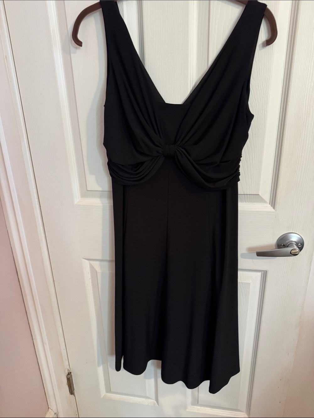 Evan Picone Black Knot-Front Cocktail Dress